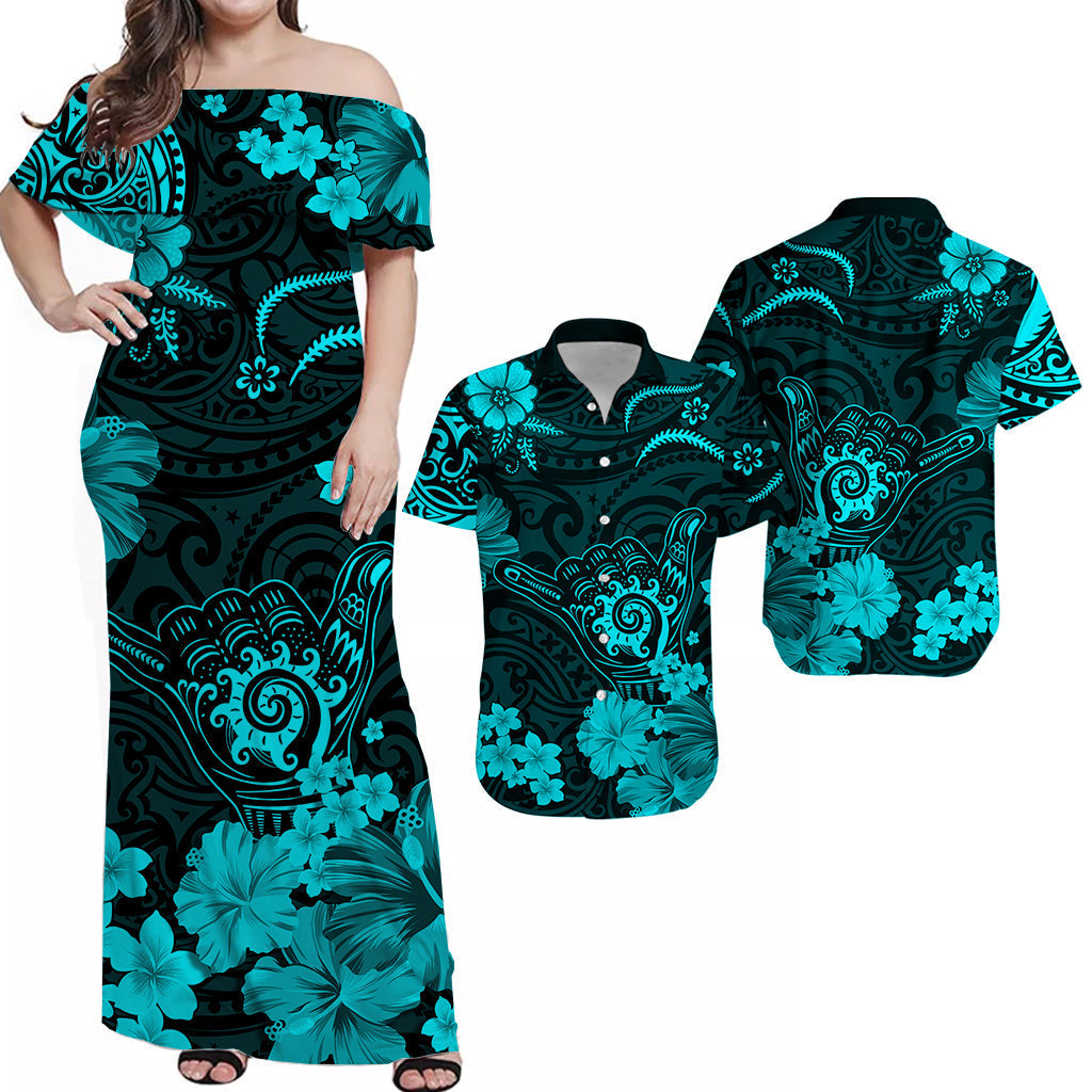 Hawaii Matching Hawaiian Shirt And Dress Polynesia Turquoise Cool Shaka Sign LT13 - Wonder Print Shop