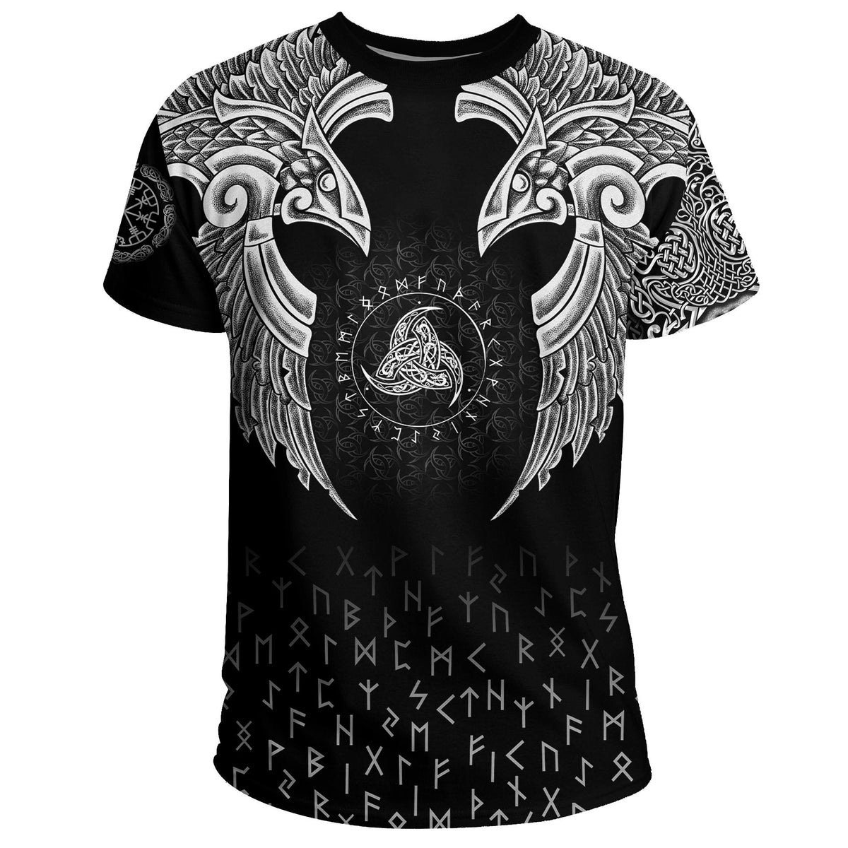 Viking T Shirt Nordic Raven Tattoos RLT12 - Wonder Print Shop