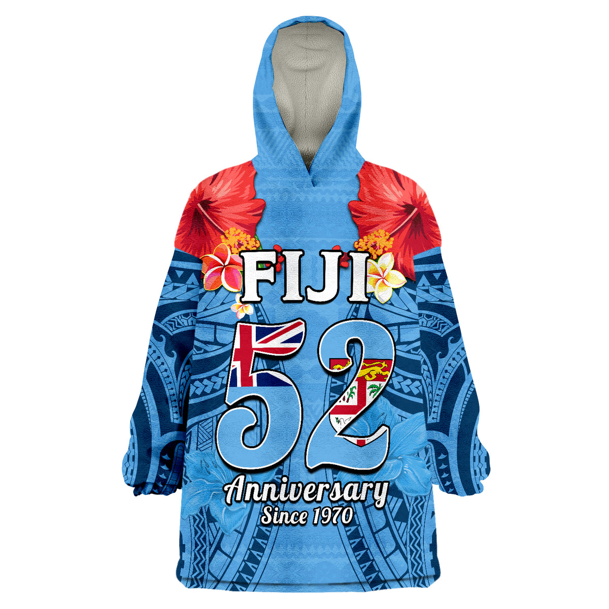 Fiji 1970 Happy 52 Years Independence Anniversary Wearable Blanket Hoodie - Wonder Print Shop