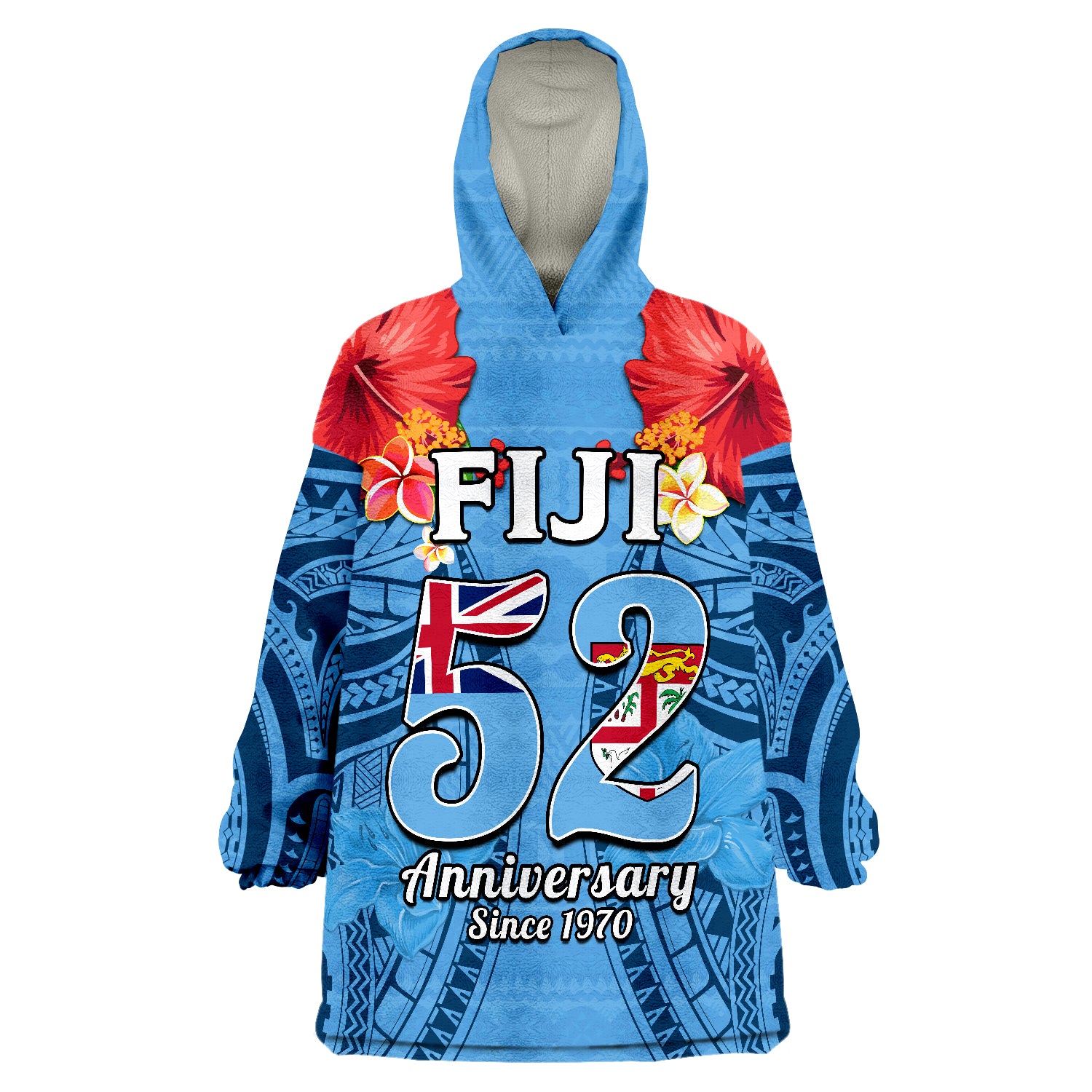 Fiji 1970 Happy 52 Years Independence Anniversary Wearable Blanket Hoodie - Wonder Print Shop