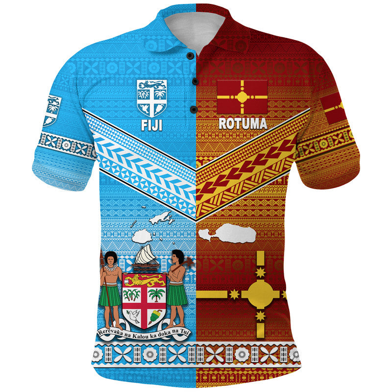 Custom Fiji And Rotuma Tapa Pattern Polo Shirt Together LT8 - Wonder Print Shop