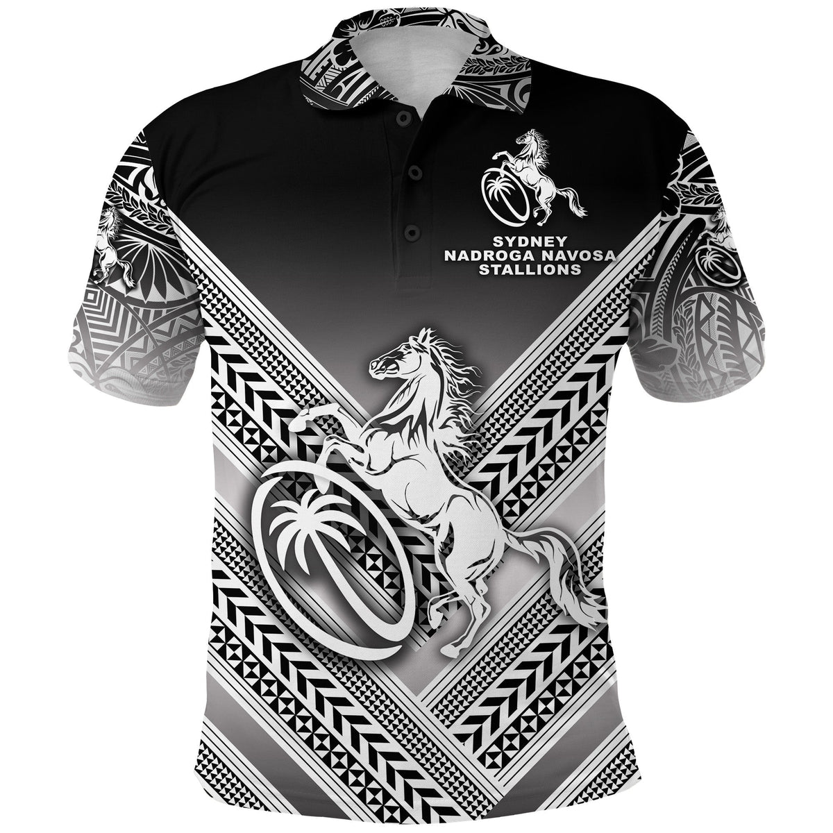 Fiji Rugby Polo Shirt Sydney Nadroga Navosa Stallions Creative Style Gradient Black LT8 - Wonder Print Shop