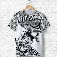 White rugby T-shirt front with centered Sydney Nadroga Navosa Stallions print and horse