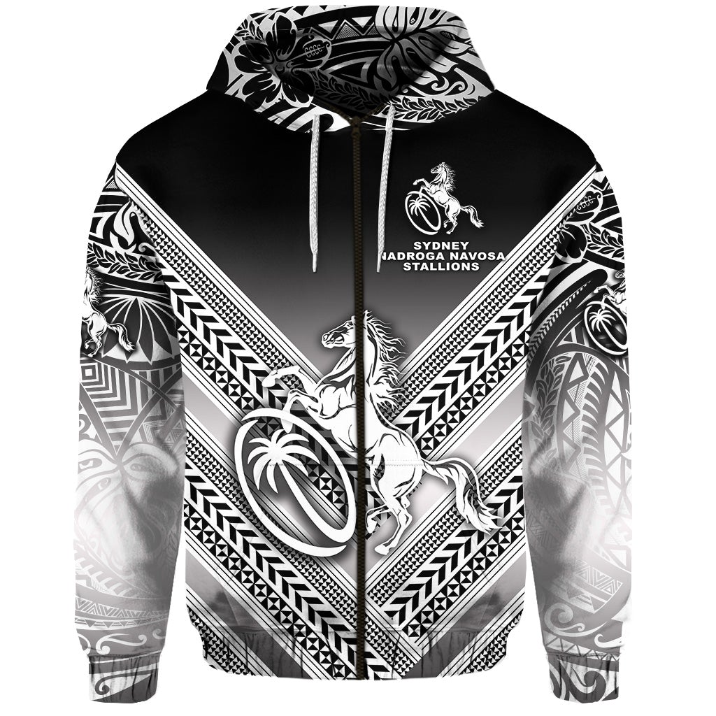 Fiji Rugby Zip Hoodie Sydney Nadroga Navosa Stallions Creative Style Gradient Black LT8 - Wonder Print Shop