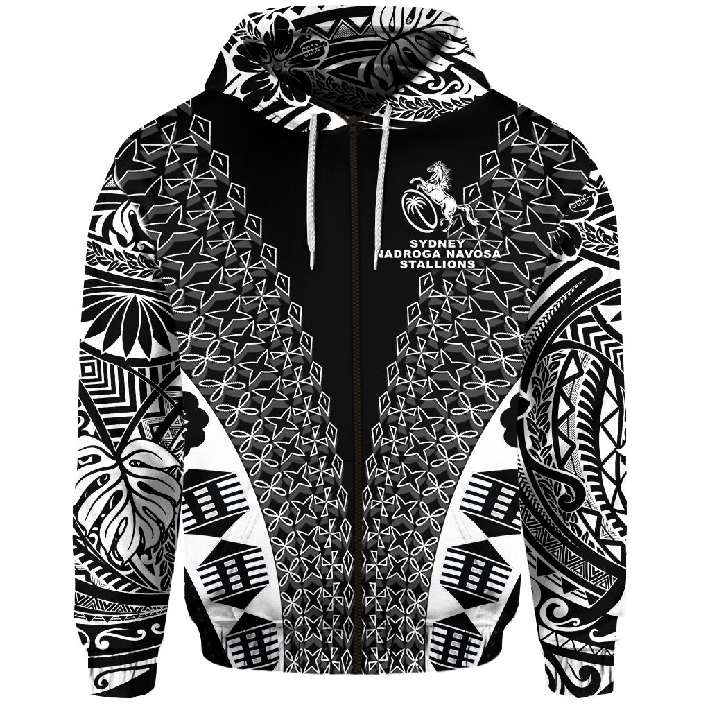 Fiji Rugby Zip Hoodie Sydney Nadroga Navosa Stallions Tapa Vibes NO.1 LT8 - Wonder Print Shop