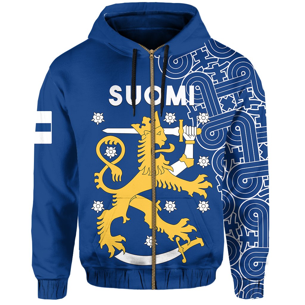 Finland Zip Up Hoodie Hannunvaakuna Finnish Tattoo - Wonder Print Shop