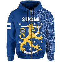 Finland Zip Up Hoodie Hannunvaakuna Finnish Tattoo - Wonder Print Shop
