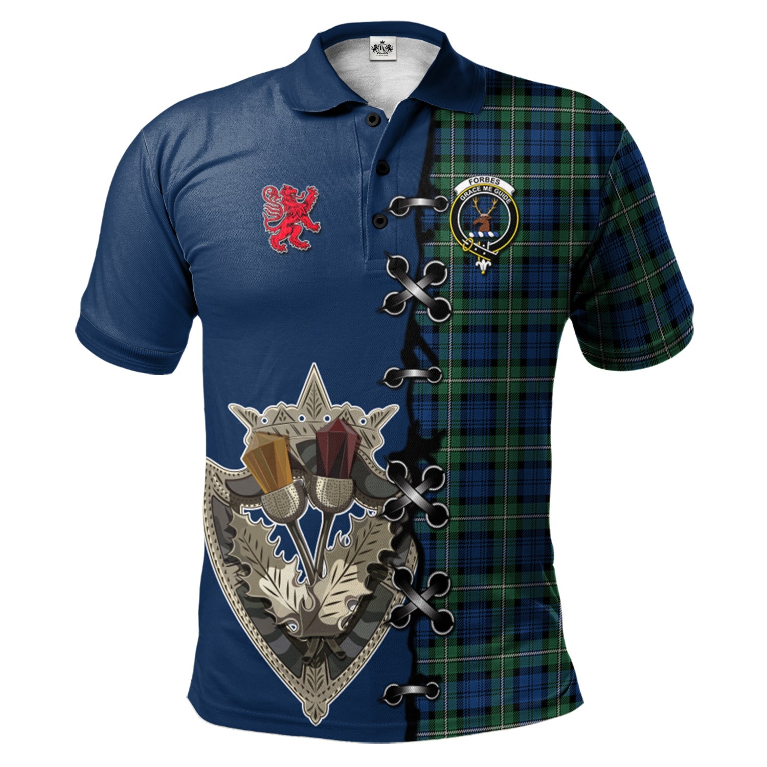 scottish-forbes-ancient-clan-crest-tartan-lion-rampant-and-celtic-thistle-polo-shirt