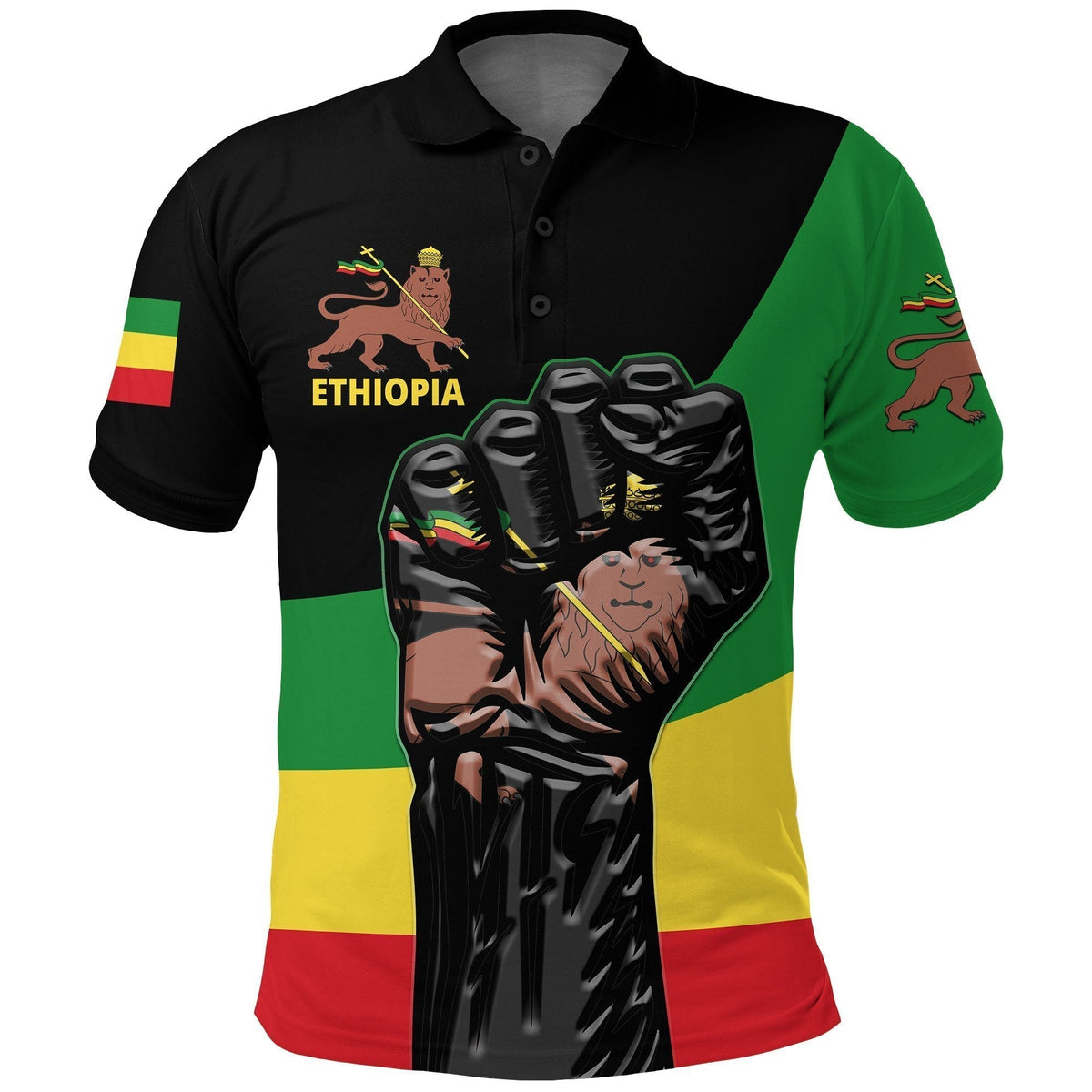 Freedom Ethiopia Polo Shirt Lion of Judah - Wonder Print Shop