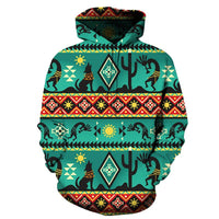 Kokopelli Myth Green Native American Hoodie LT10 - Wonder Print Shop