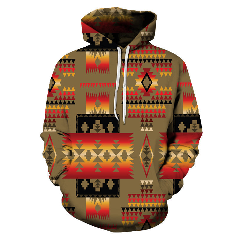 Dark Brown Native Tribes Pattern Native American All Over Hoodie LT10 - Wonder Print Shop