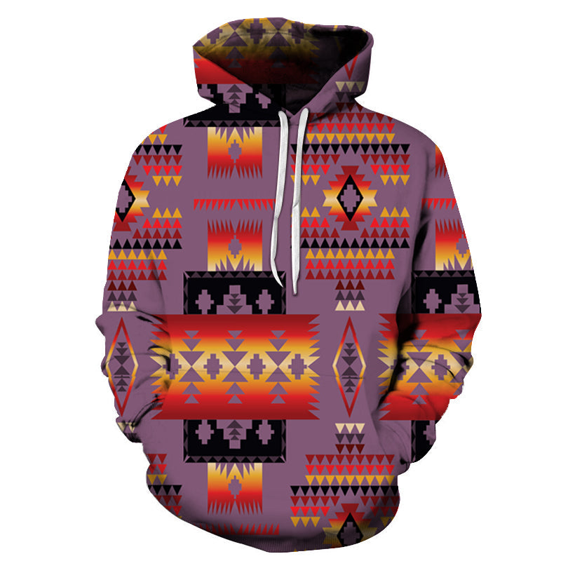Purple Native Tribes Pattern Native American All Over Hoodie LT10 - Wonder Print Shop