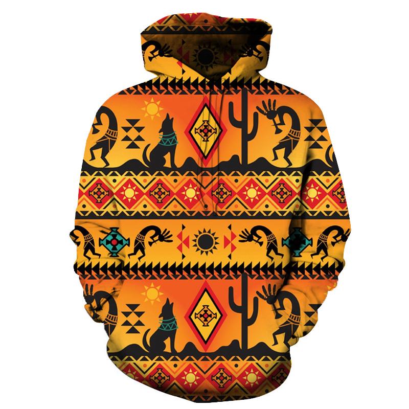 Kokopelli Myth Yellow Native American Hoodie LT10 - Wonder Print Shop