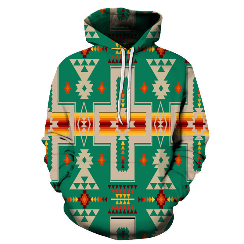 Green Tribe Design Native American All Over Hoodie LT10 - Wonder Print Shop