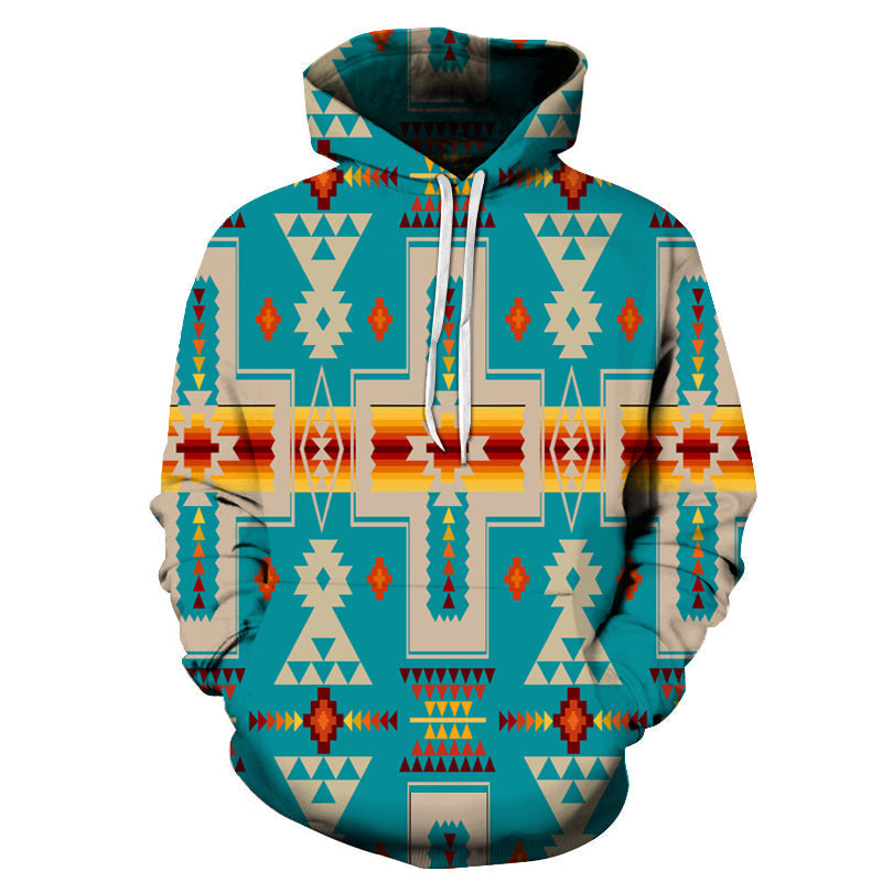 Turquoise Tribe Design Native American All Over Hoodie LT10 - Wonder Print Shop