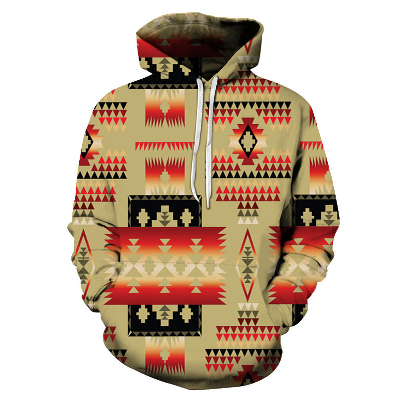 Light Brown Native Tribes Pattern Native American All Over Hoodie LT10 - Wonder Print Shop