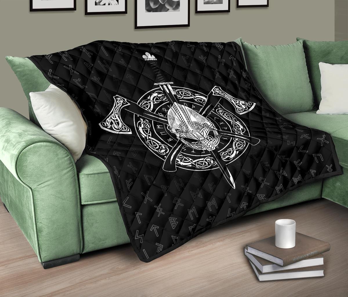 Viking Helmet Crossed Premium Quilt RLT12 - Wonder Print Shop