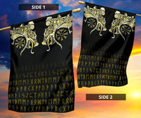 Viking Flag, Fenrir Raven and Vegvisir Tattoo Yellow RLT12 - Wonder Print Shop