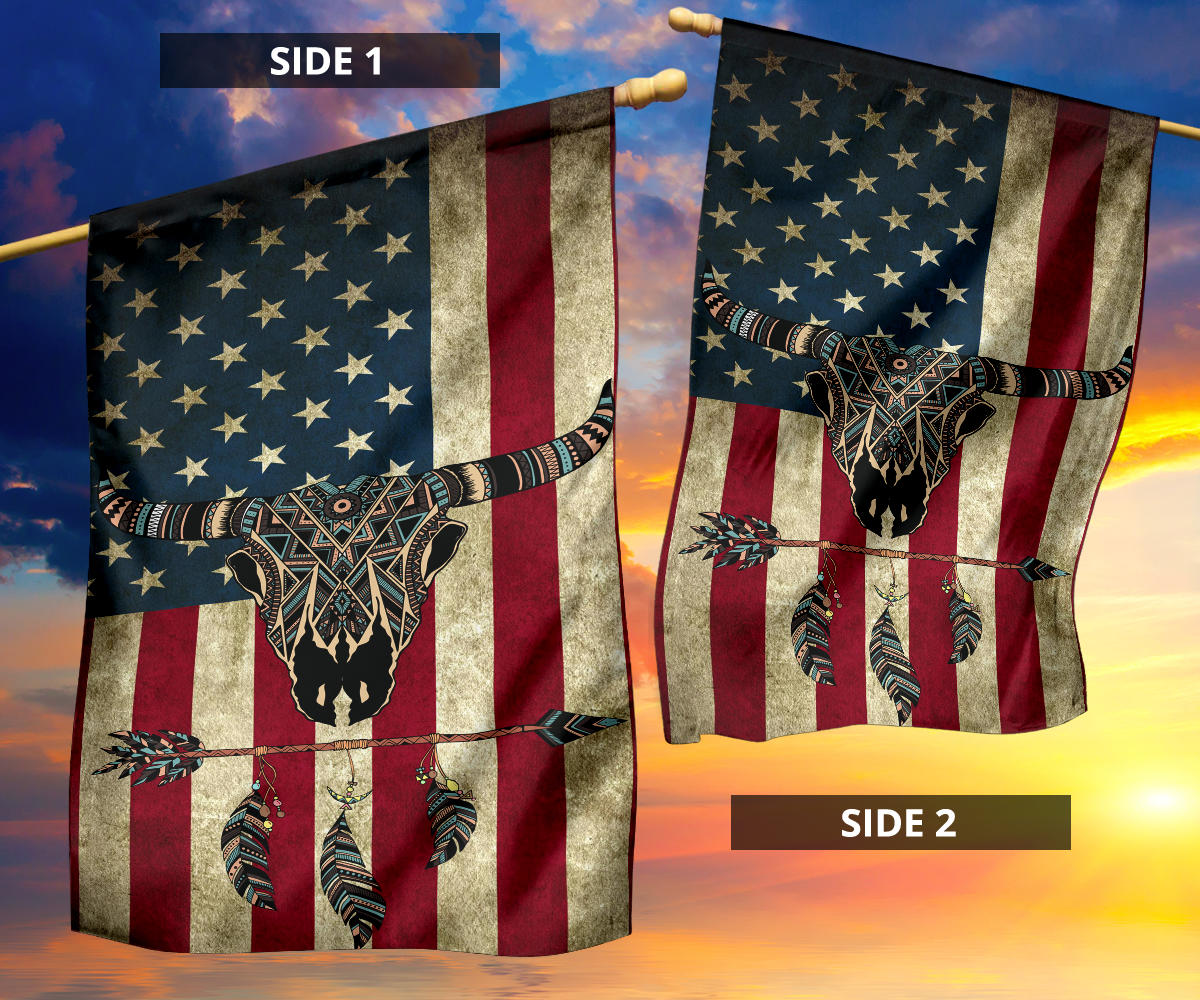 Bison And Arrow Native American Flag Decor LT10 - Wonder Print Shop