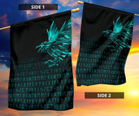 Viking Garden Flag The Raven Of Odin Rune Cyan RLT12 - Wonder Print Shop