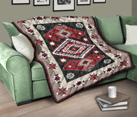 Ethnic Red Gray Pattern Native American Premium Quilt LT10 - Wonder Print Shop