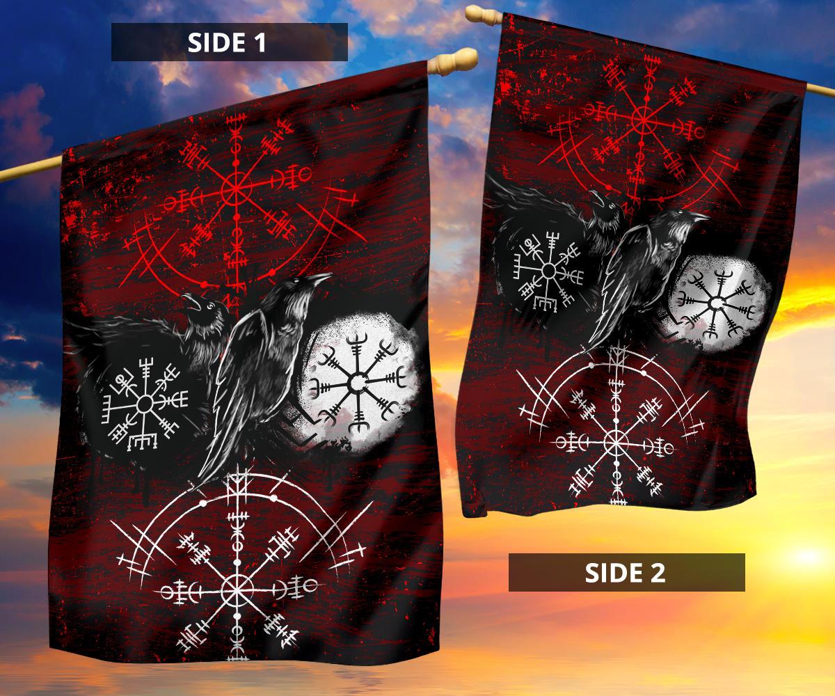 Viking Garden Flag Raven Of Odin and Symbol Viking On Blood Background RLT12 - Wonder Print Shop