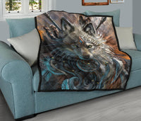 Wolf Warrior Native American Premium Quilt LT10 - Wonder Print Shop