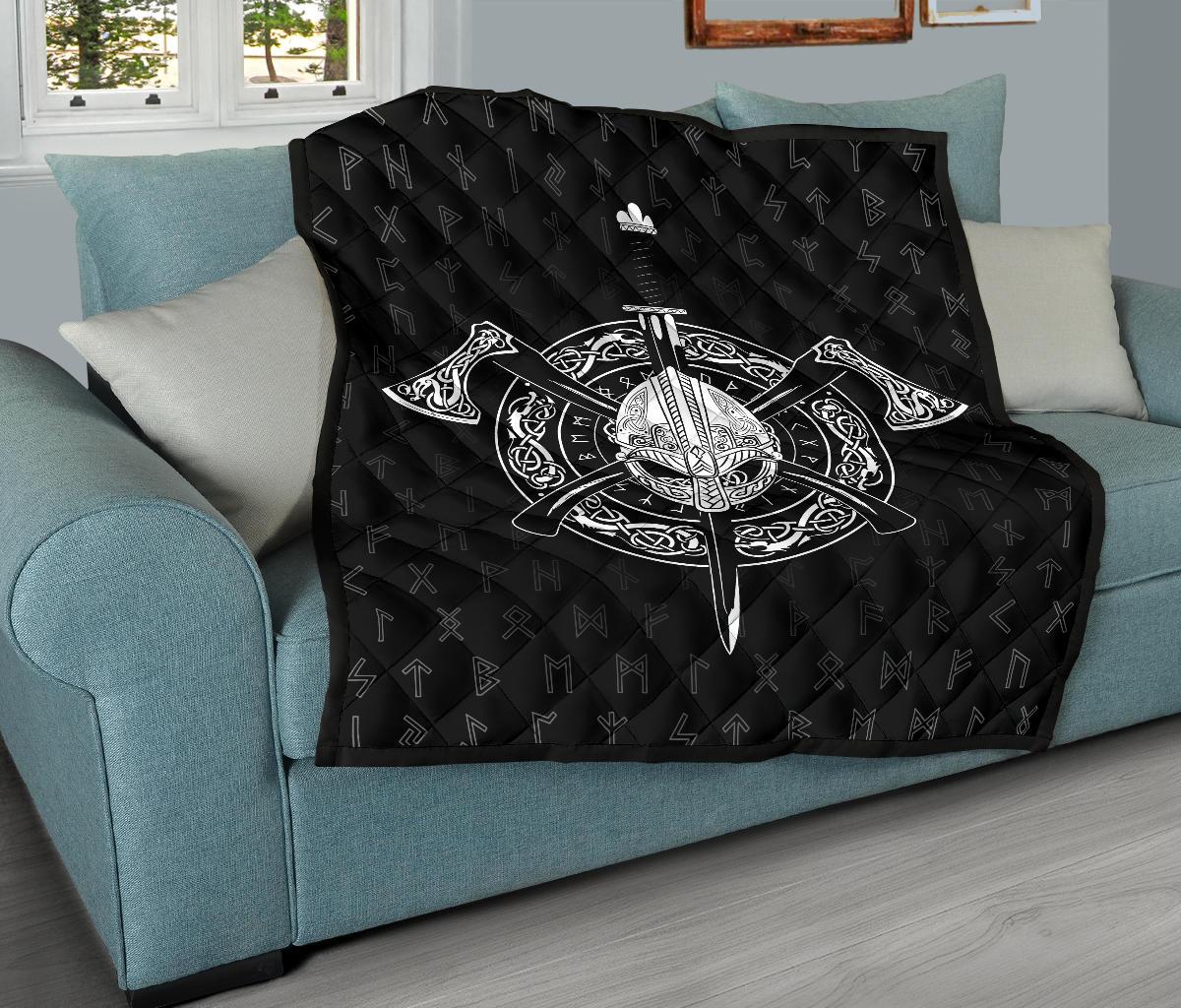 Viking Helmet Crossed Premium Quilt RLT12 - Wonder Print Shop