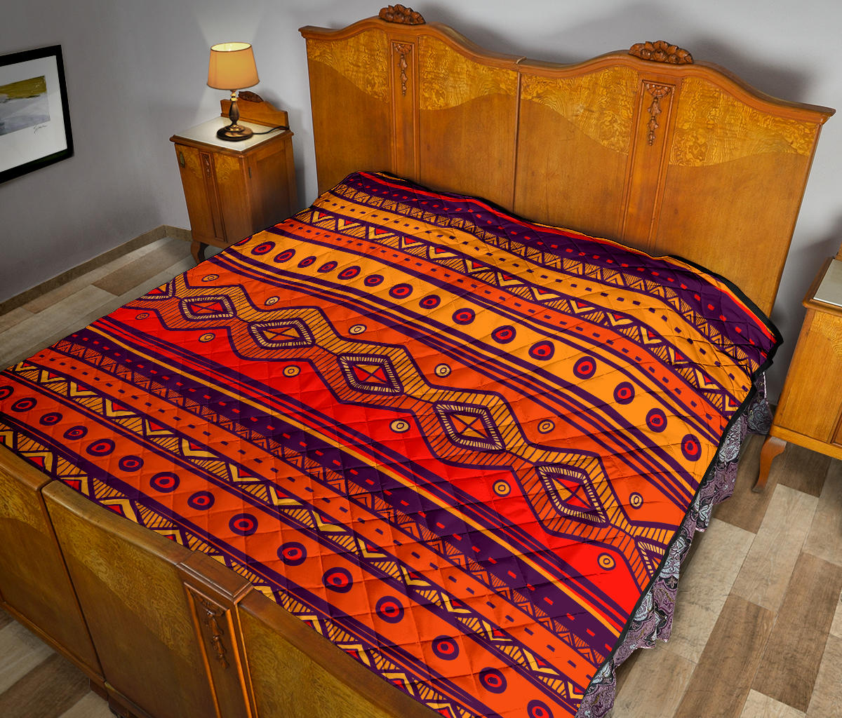 Native American Pattern Color Orange Premium Quilt LT10 - Wonder Print Shop