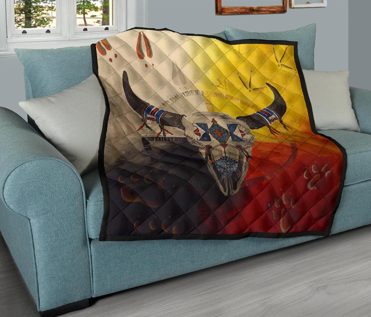 Bison Medicine Wheels Native American Premium Quilt LT10 - Wonder Print Shop