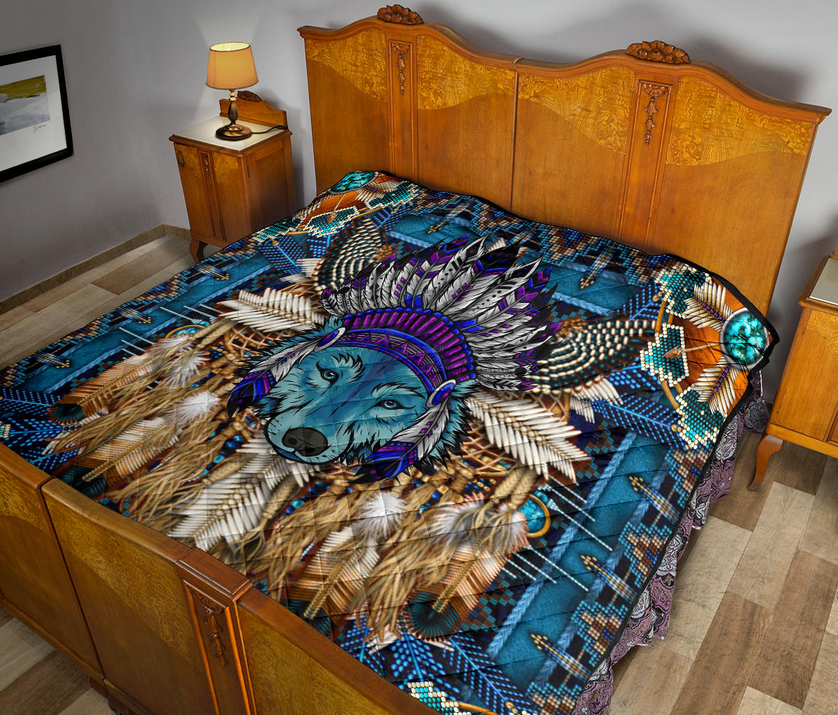Native American Pattern Blue Mandala Premium Quilt LT10 - Wonder Print Shop