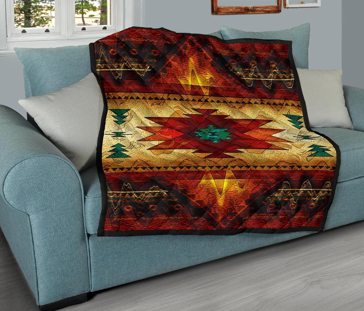 Southwest Brown Symbol Native American Premium Quilt LT10 - Wonder Print Shop
