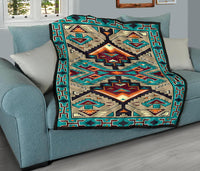 Blue United Tribes Art Native American Design Premium Quilt LT10 - Wonder Print Shop