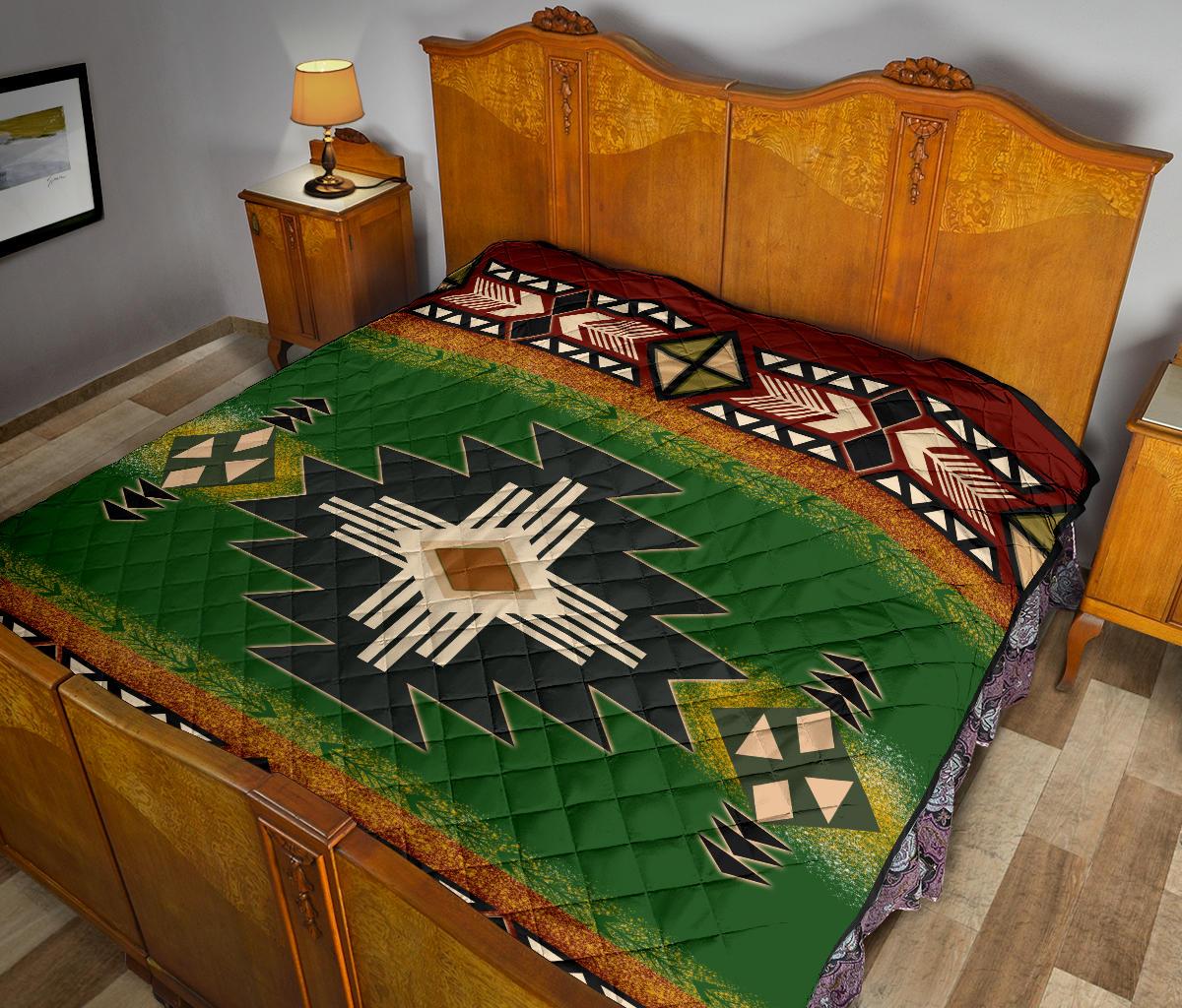Southwest Green Symbol Native American Premium Quilt LT10 - Wonder Print Shop