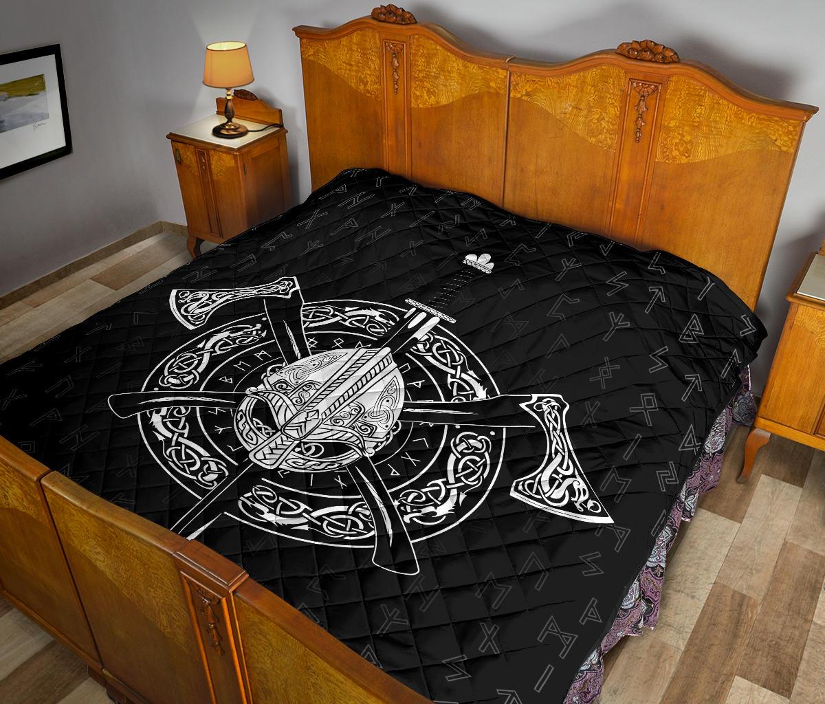 Viking Helmet Crossed Premium Quilt RLT12 - Wonder Print Shop