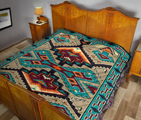 Blue United Tribes Art Native American Design Premium Quilt LT10 - Wonder Print Shop