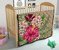 Kanaka Maoli (Hawaiian) Premium Quilt - Lauhala Hibiscus and Plumeria - Wonder Print Shop