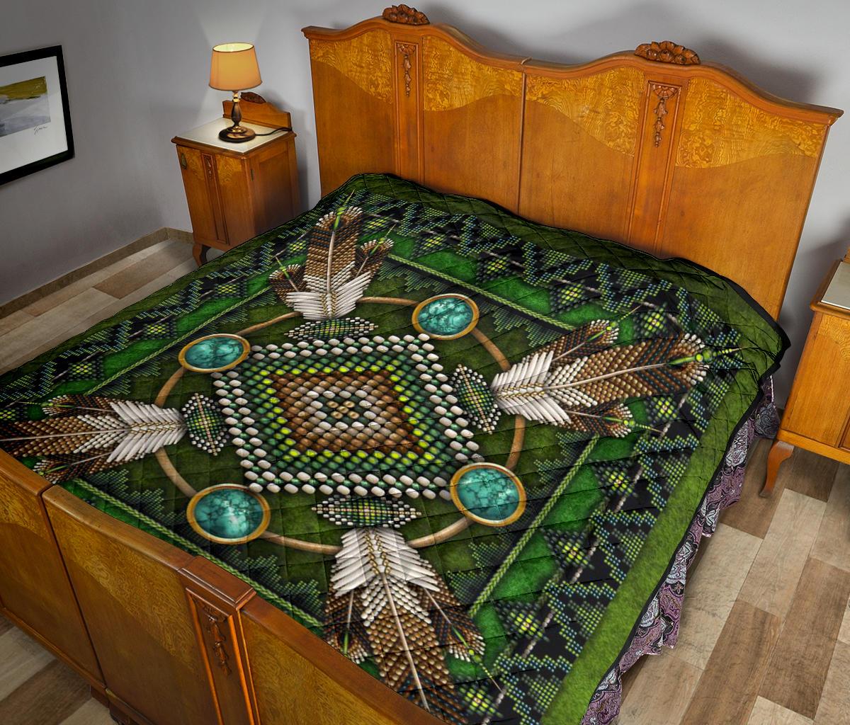 Green Mandala Native American Premium Quilt LT10 - Wonder Print Shop