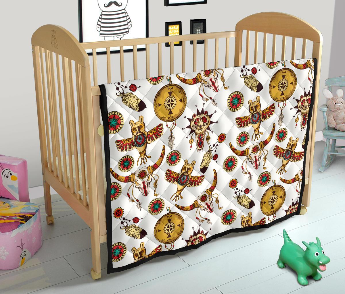 Bison Owl Feather Native American Totems Premium Quilt LT10 - Wonder Print Shop