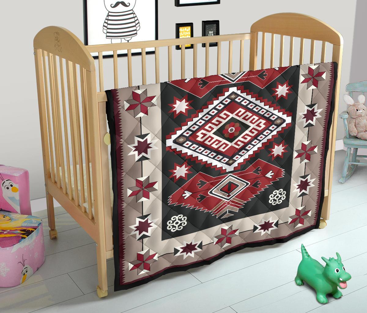 Ethnic Red Gray Pattern Native American Premium Quilt LT10 - Wonder Print Shop