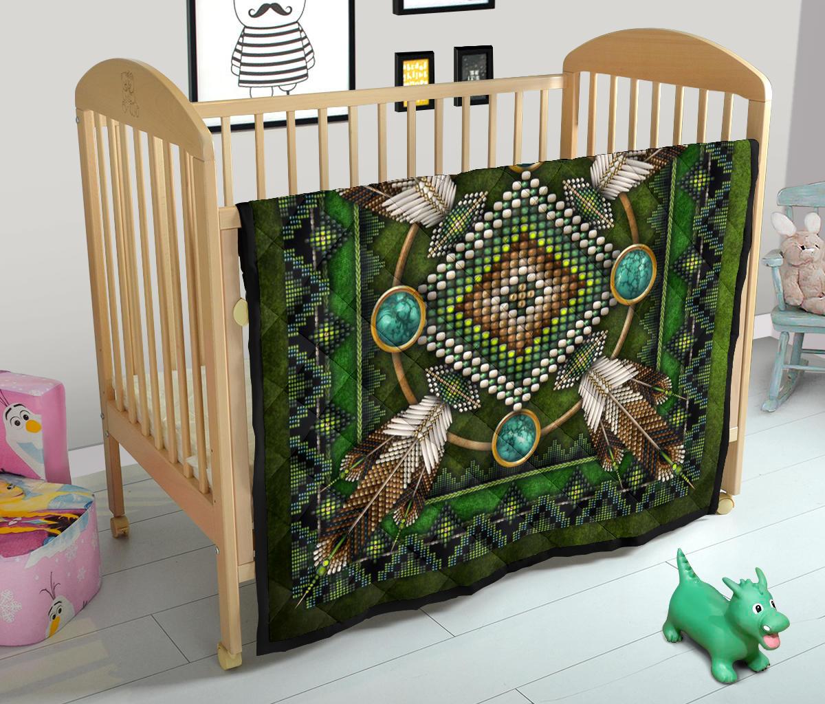 Green Mandala Native American Premium Quilt LT10 - Wonder Print Shop