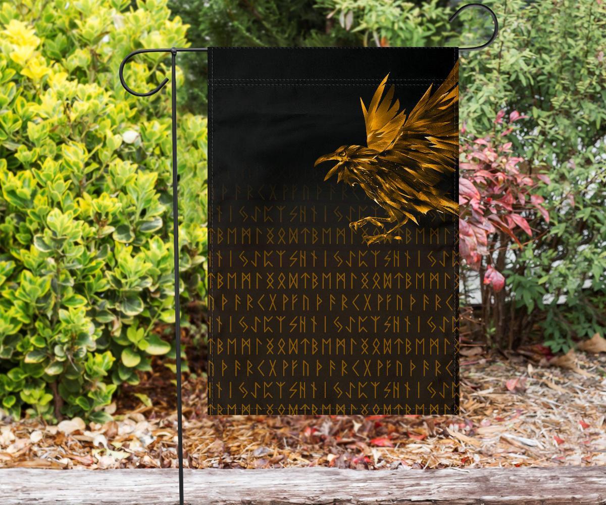 Viking Garden Flag The Raven Of Odin Rune, Gold RLT12 - Wonder Print Shop