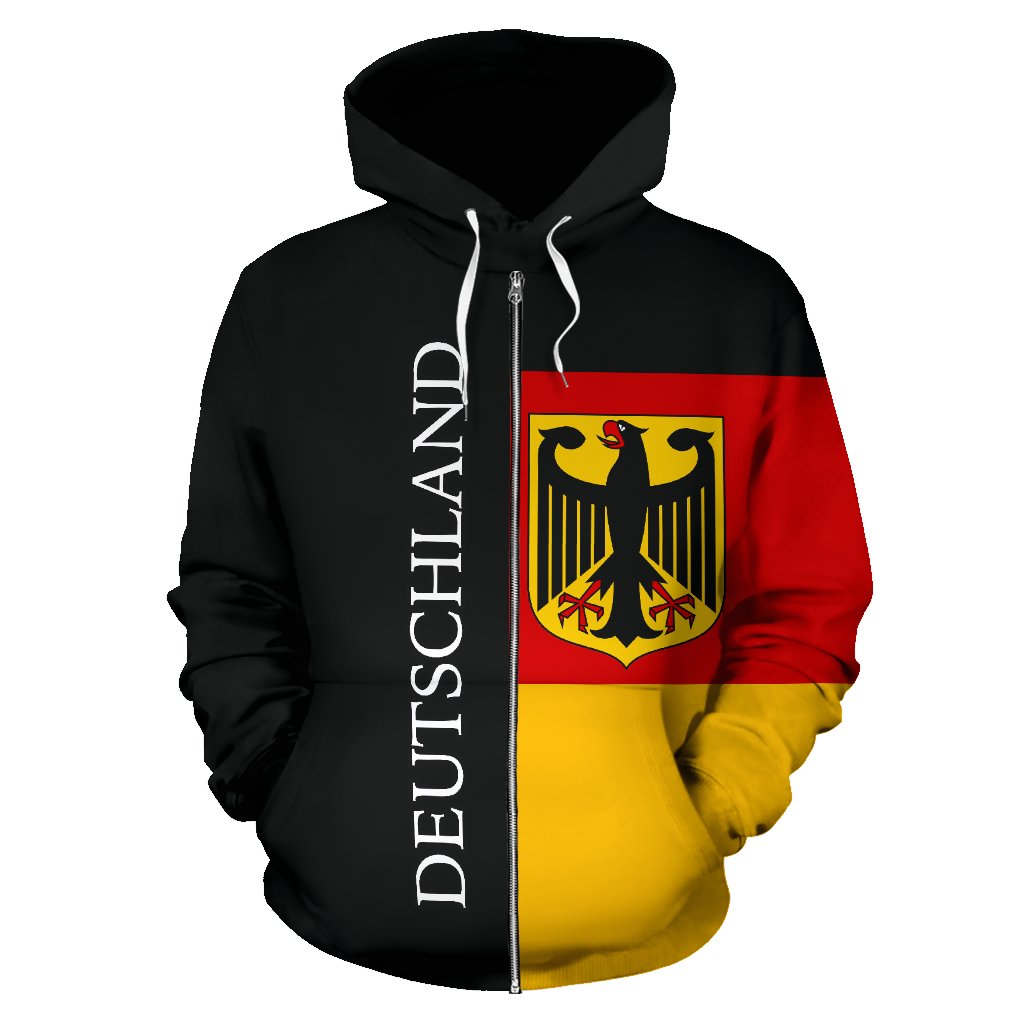 Germany Hoodie Flag Half Coat Of Arms Zip Up - Wonder Print Shop