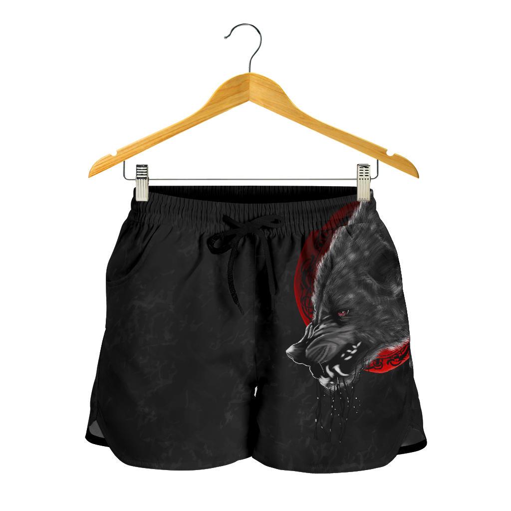 viking-womens-shorts-wolf-and-blood-moon