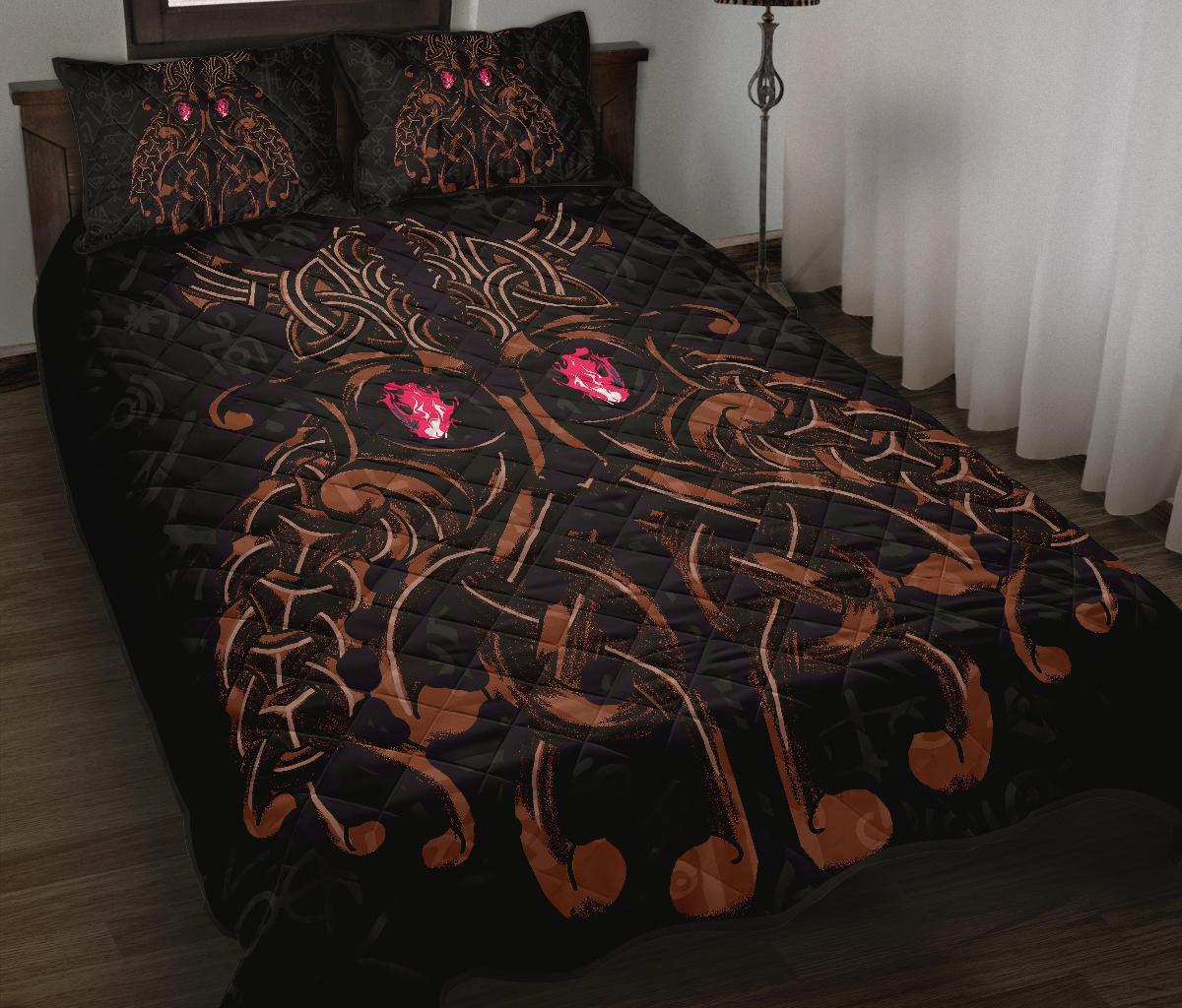 Viking Quilt Bed Set, Odin God Furthark Tattoo Special RLT12 - Wonder Print Shop