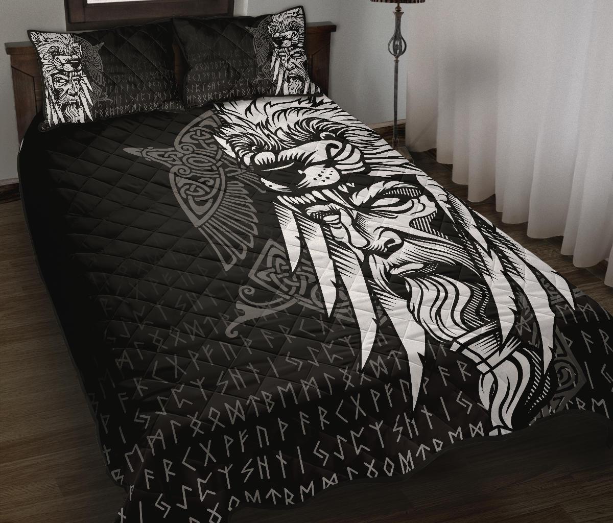 Viking Quilt Bed Set Odin Raven and Fenrir On Hand RLT12 - Wonder Print Shop