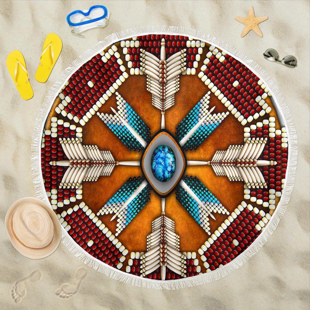 Mandala Blue Brown Native American Design Beach Blanket LT10 - Wonder Print Shop