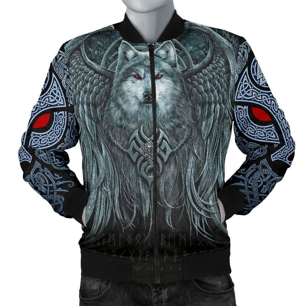 Viking Men's Bomber Jacket, Spiral Wolf Spirit RLT12 - Wonder Print Shop