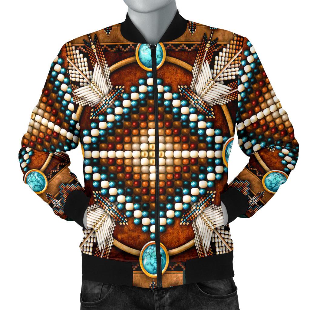 Naumaddic Arts Brown Native American Bomber Jacket LT10 - Wonder Print Shop