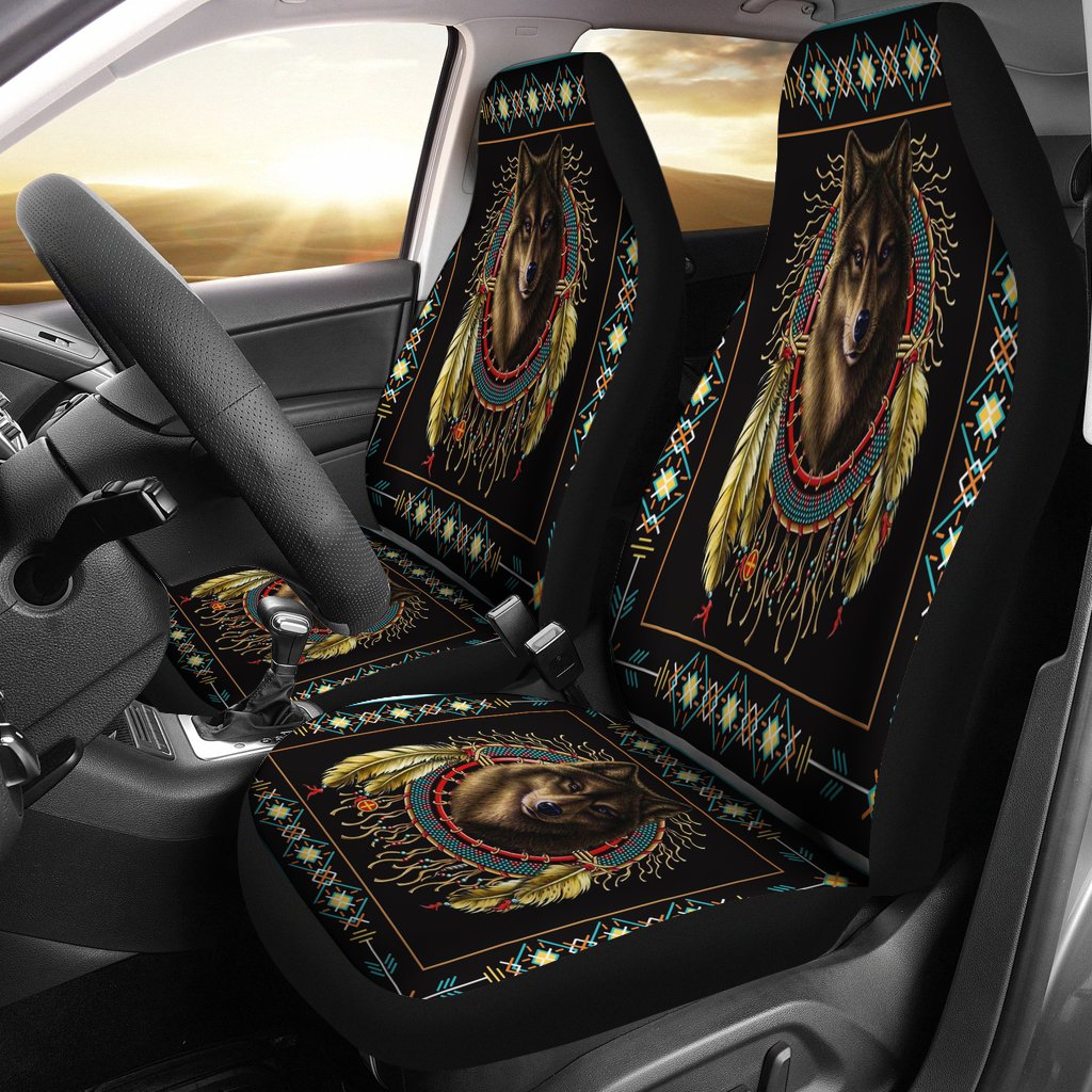 Wolf Dreamcatcher Native American Car Seat Covers LT10 - Wonder Print Shop